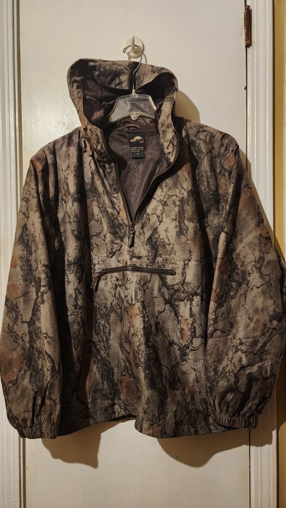 Natural Gear Camouflage 1/4 Zip Pullover Hunting Jacket Men's Size XL Hooded