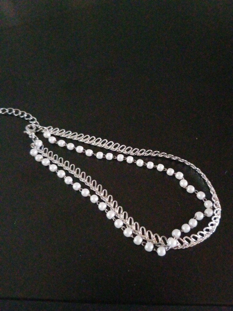 Pearl and Filigree Double Layer Adjustable Ankle Bracelet