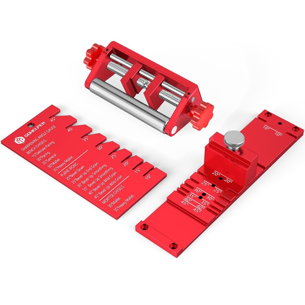 Chisel Sharpening Jig, Wood Honing Guide for Chisels and Planes Medium, Red