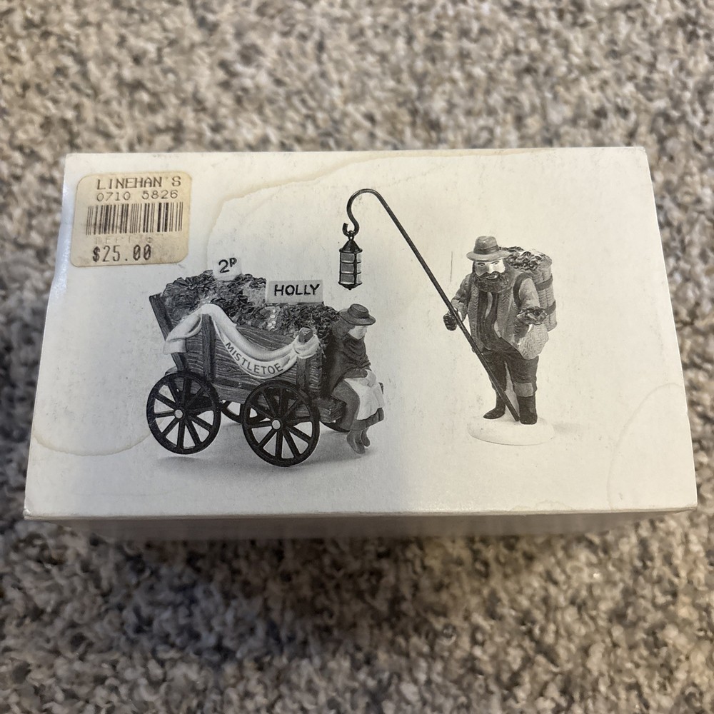Dept 56 Dickens Village Chelsea Market Mistletoe Monger & Cart Collectible Holiday Display