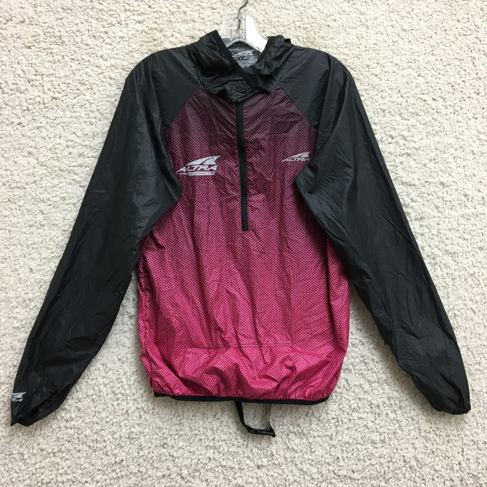 Altra Womens Small Black Pink 1/4 Zip Hooded Windrunner Pullover Jacket