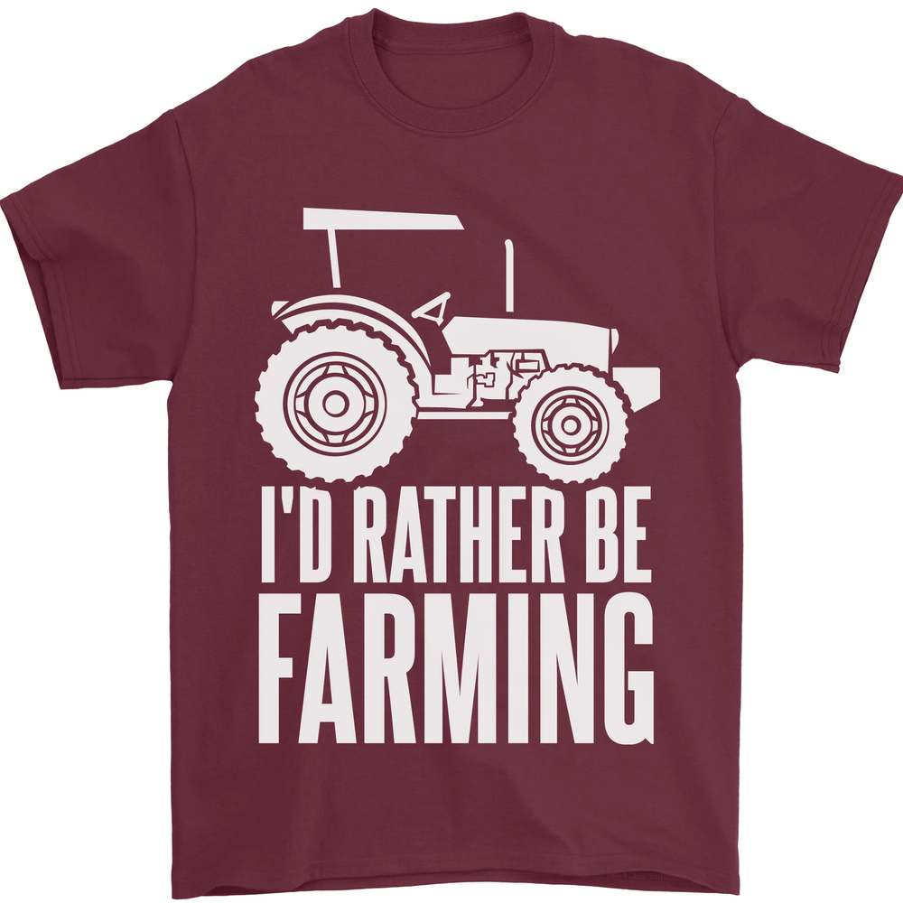 Id Rather Be Farmer Farming Tractor Mens T-Shirt 100% Cotton