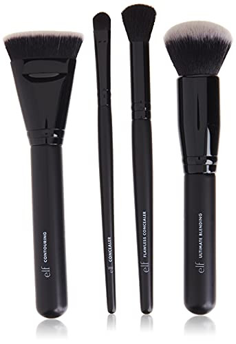 e.l.f. 4-Piece Complexion Perfection Makeup Brush Set for Flawless Face