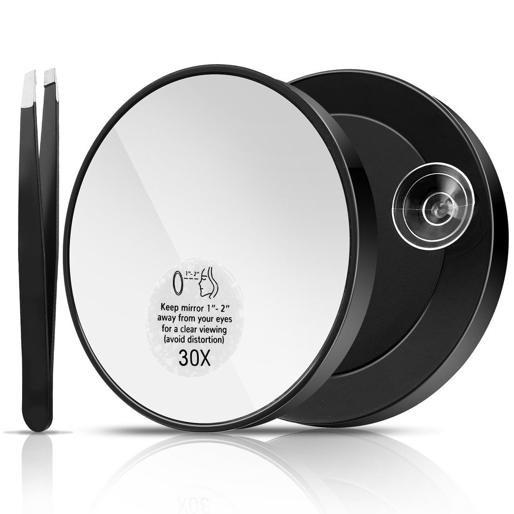 30X Cobee Magnifying Mirror with Suction Cup, Includes Tweezer