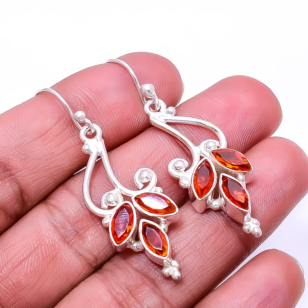 Red Garnet Multi Collet 925 Sterling Silver Earring 1.95