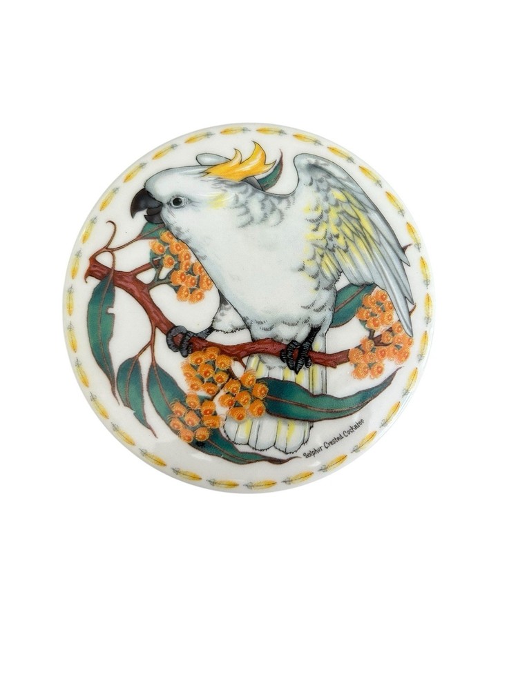 Sulfur Crested Cockatoo Bone China Trinket Dish Australia