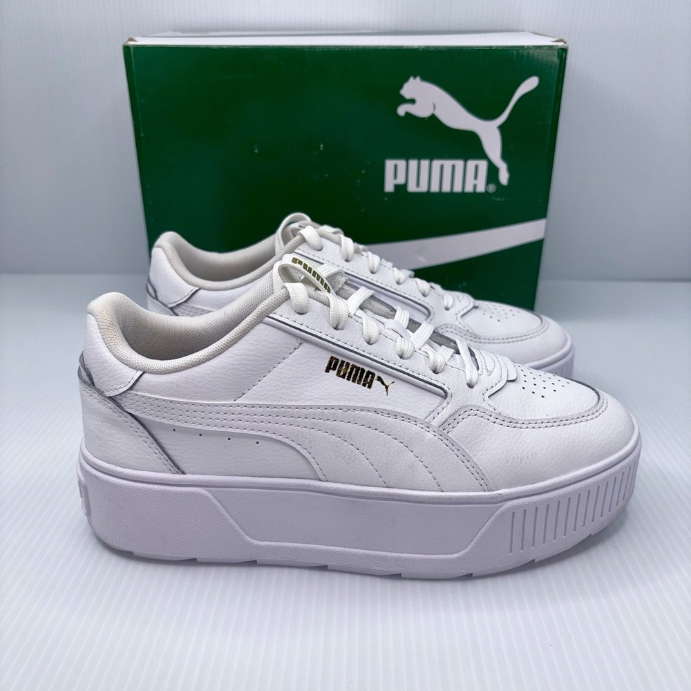 Puma Karmen Rebelle White Leather Platform Sneakers Women's Shoes Size 7.5