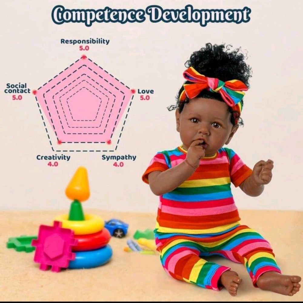 22in Lifelike African American Reborn Baby Doll Soft Newborn Girl Gift