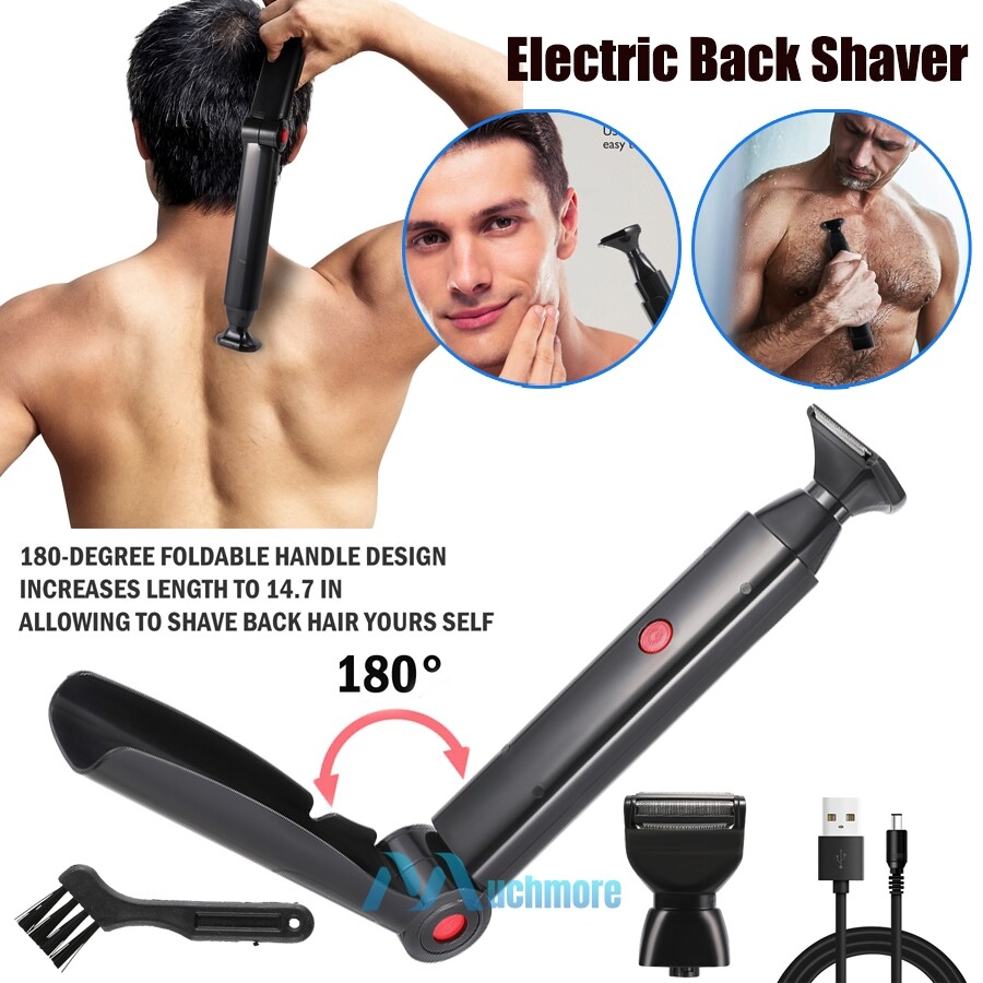 180° Electric Back Shaver for Men Long Handle Body Hair Removal Razor Trimmer