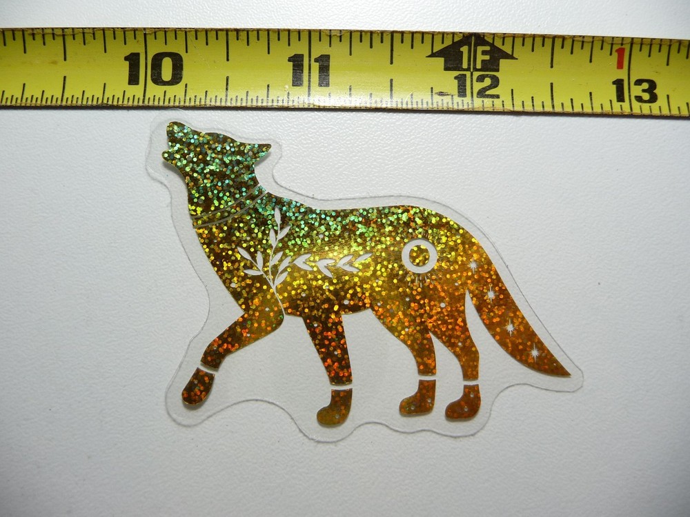 HOLOGRAPHIC HOWLING COYOTE STARS STICKER DECAL REFLECTIVE SHINY BEAUTIFUL