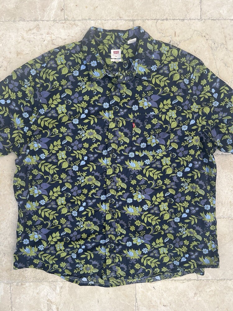 Levis Shirt Mens XXL 2XL Button Down Short Sleeve Standard Fit Hawaiian Floral