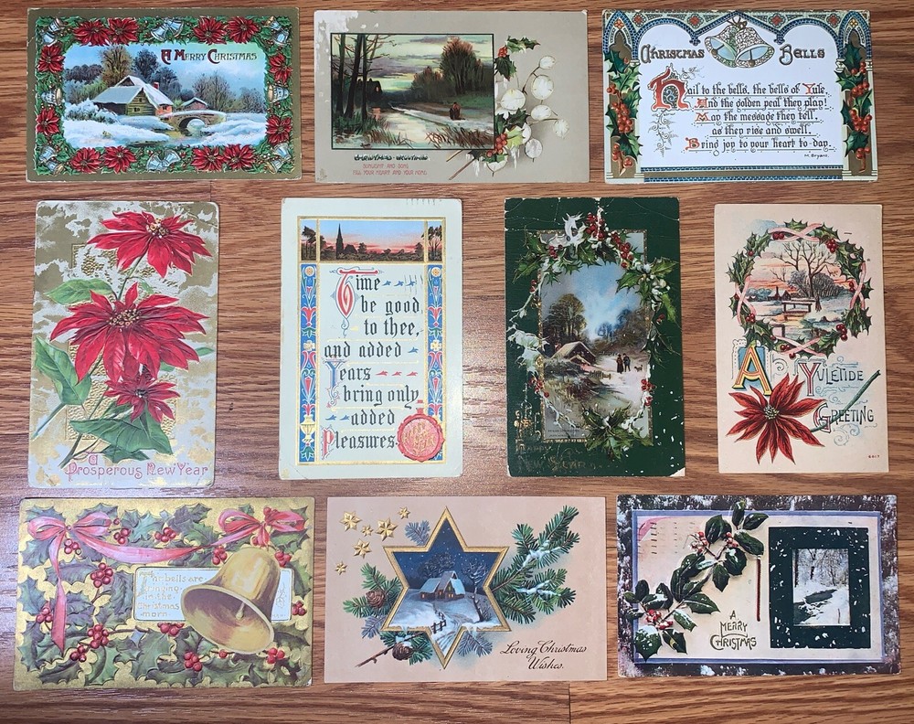 Christmas / New Years - Vintage Post Cards 1900’s Embossed *RARE* Lot Of 10-image