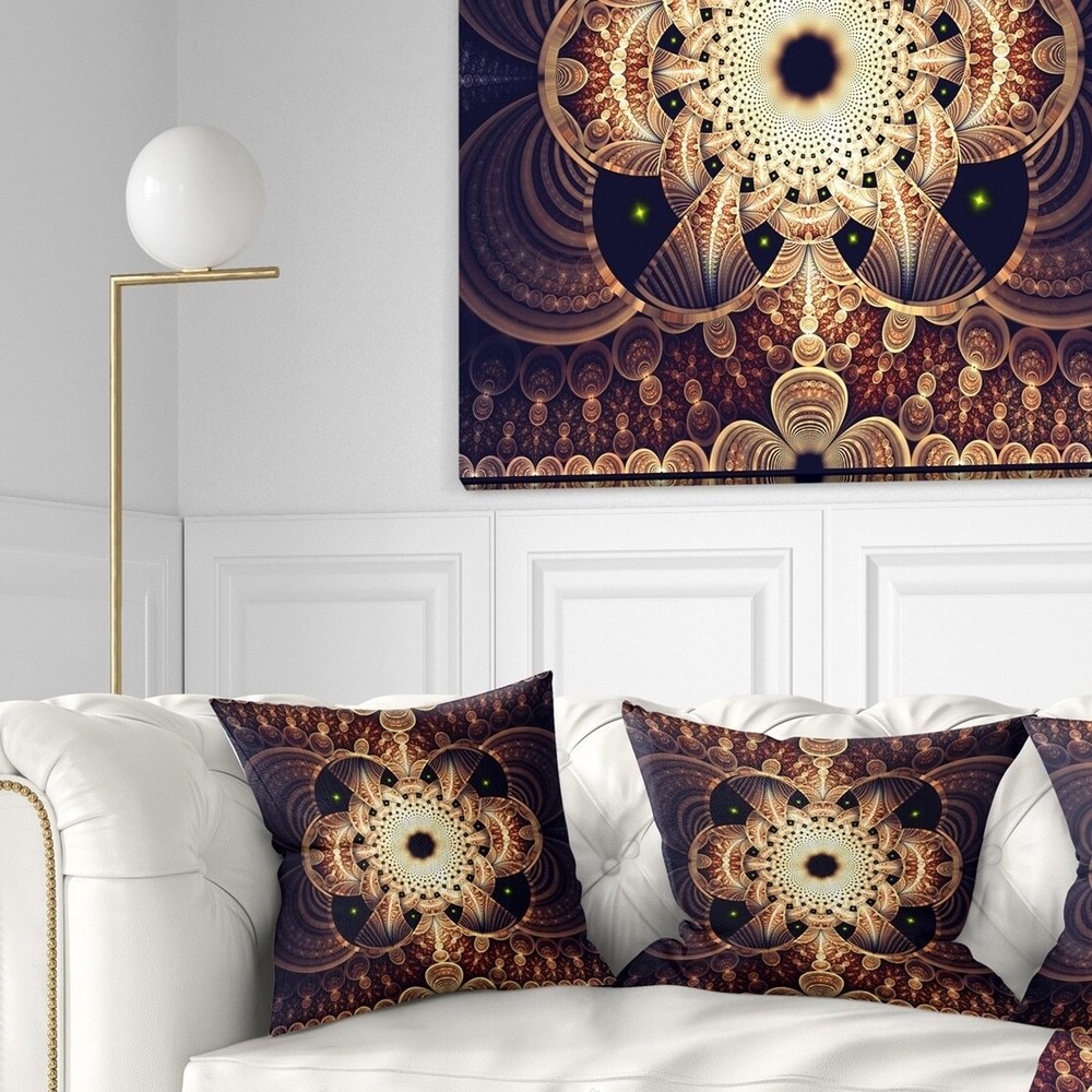 Designart 'Brown Red Fractal Flower Pattern Digital' Floral