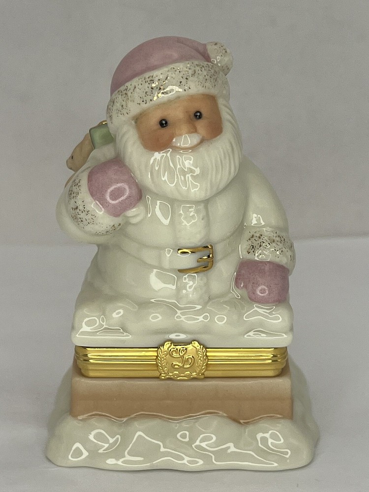 Lenox Treasures SANTA SPECIAL DELIVERY TREASURE BOX with TEDDY BEAR CHARM