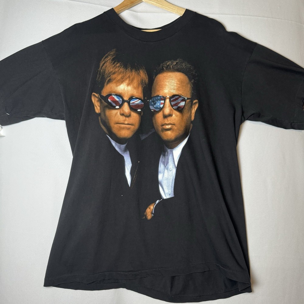 Vintage Elton John Billy Joel Face To Face Tour T Shirt L Double Sided 90s A211
