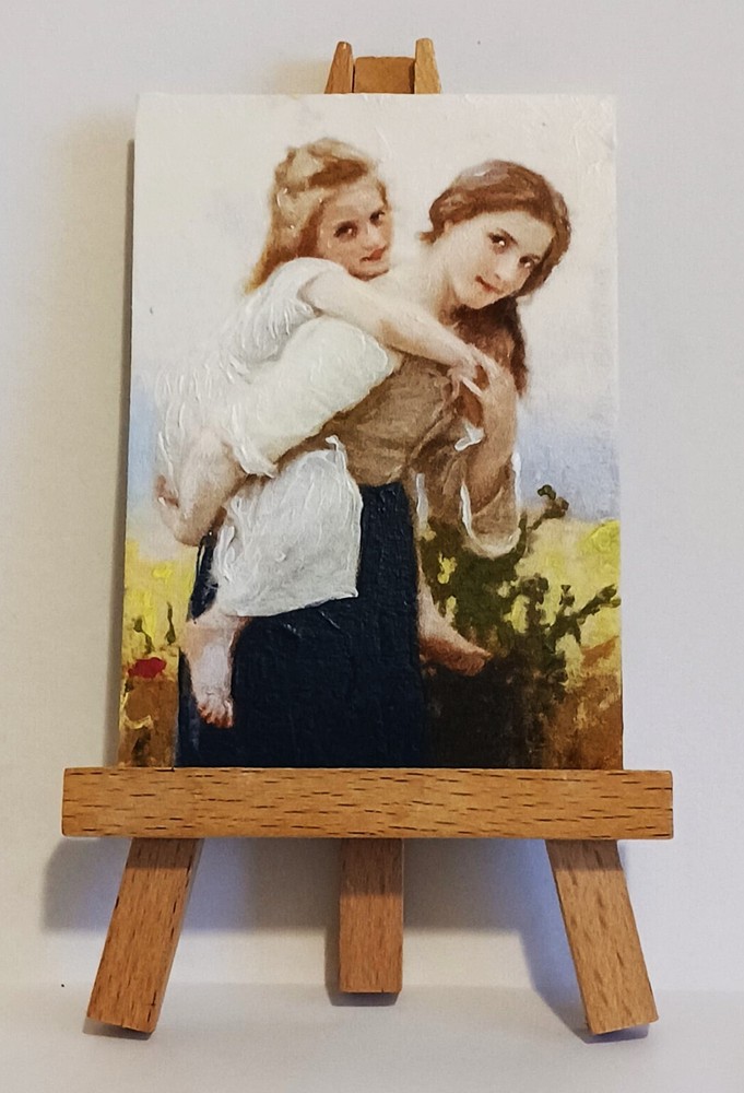 Not too Much to Carry 1895 ACEO Hand PAINTING by Ray Dicken a William Bouguereau