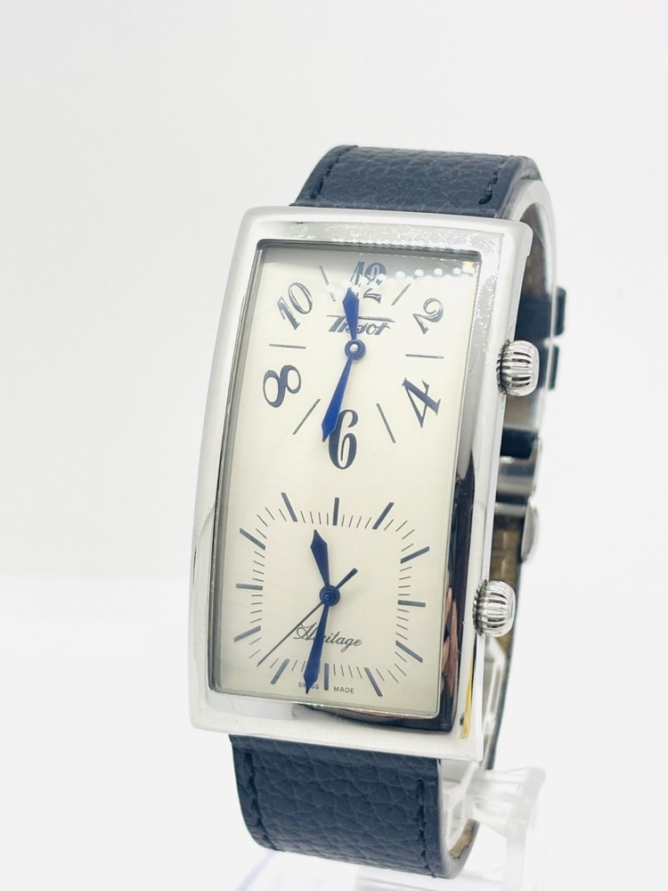 [Near Mint] Tissot Z182/282 Silver White Banana Dual Time Zone Qz Men Watch Used