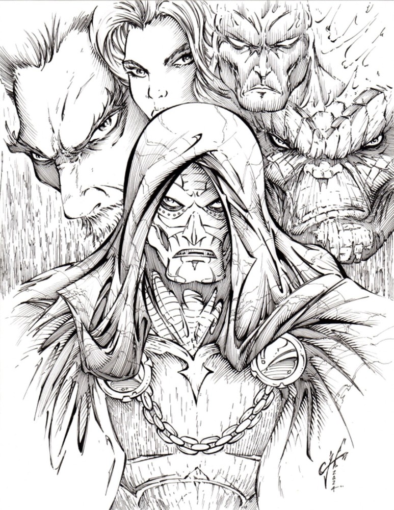 Dr. Doom, Fantastic Four. ORIGINAL, B/W, drawing, illustration by Calvin Henio.