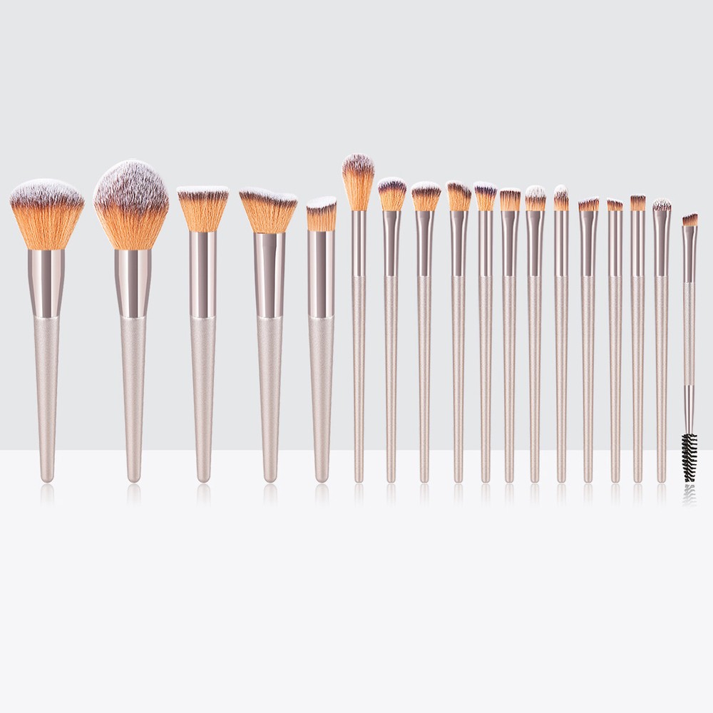 18pcs Pro Champagne Cosmetic Eyebrow Shadow Makeup Brush Set Pouch Bag Brushes