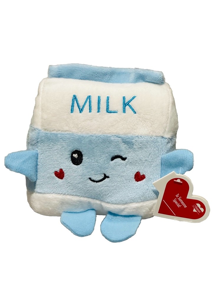 Valentine’s Day Milk Box Plush Toy with Hearts - Cute Stuffed Gift for Seasonal Collection-image