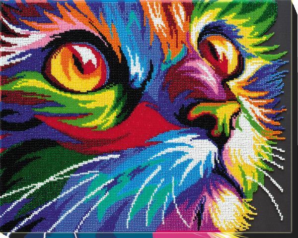 Bead embroidery kit Neon look needlework kit Art canvas beadwork pattern