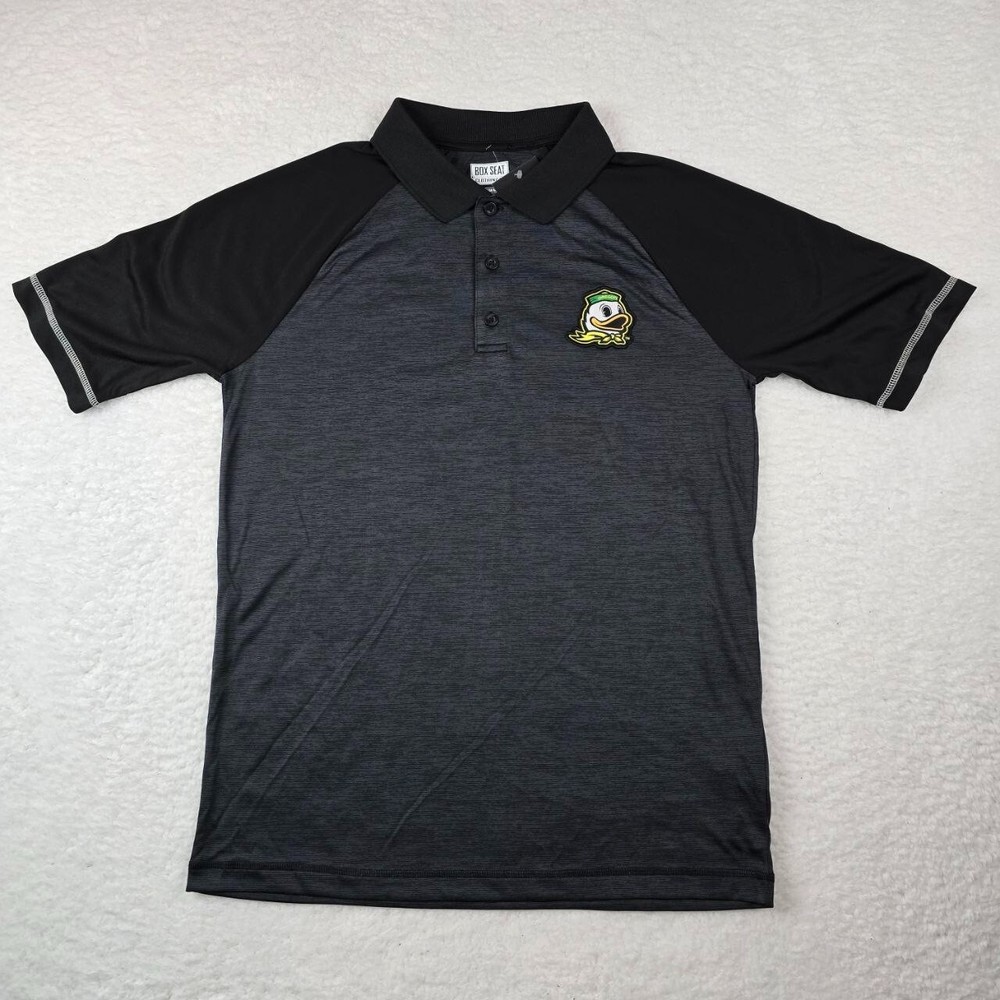 Oregon Ducks Mens Lightweight Polo Size M Grey Black NCAA Box Seat Clothing  