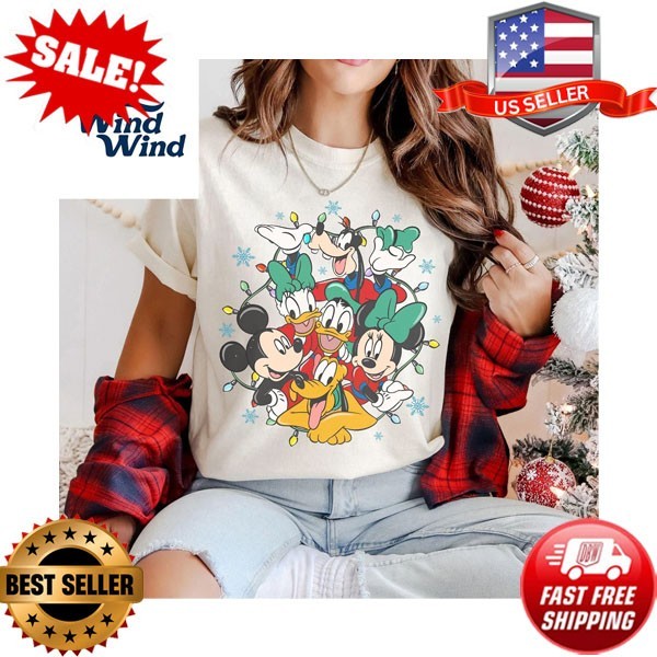 Vintage Disney Christmas Shirt, Holiday Lights Shirt, Minnie Daisy Goofy Pluto T
