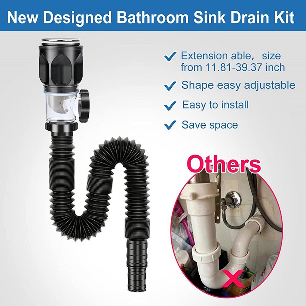 Drain Hose For Sink P-Trap Hose Sink Pipe Sink Extension Drain Pipe Flexible