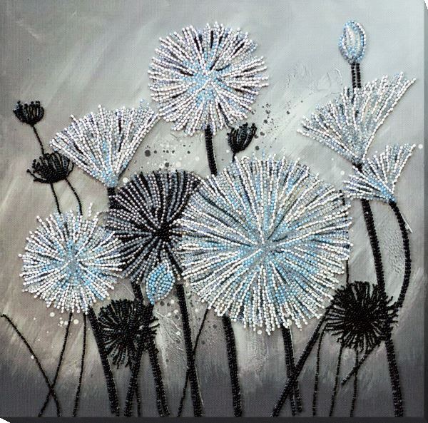 Bead embroidery kit Air flowers needlework kit Art canvas beadwork pattern