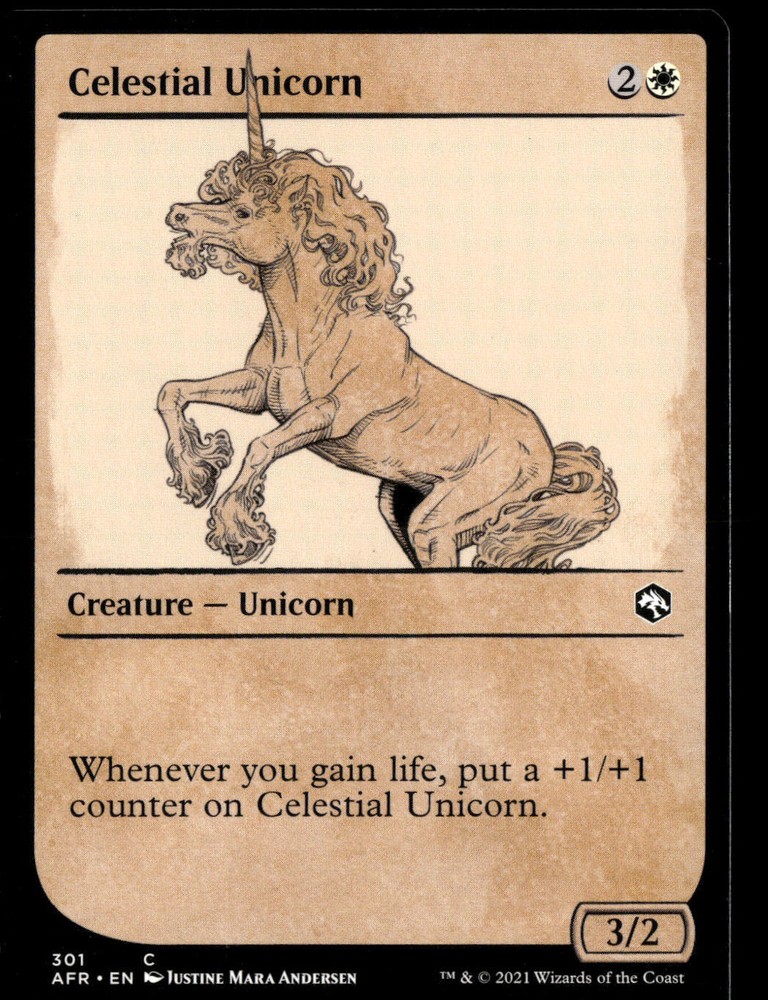 Celestial Unicorn MTG White Card #301 Magic the Gathering AFR D&D Collectible  -image