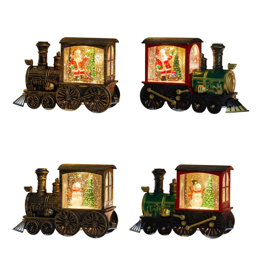 Christmas Train Snow Globe Lighted Glitter Snow Globe Battery Ornaments