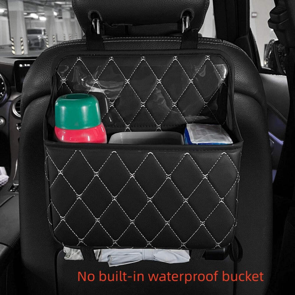 Waterproof Car Seat Back Organizer with Built-in Trash Holder