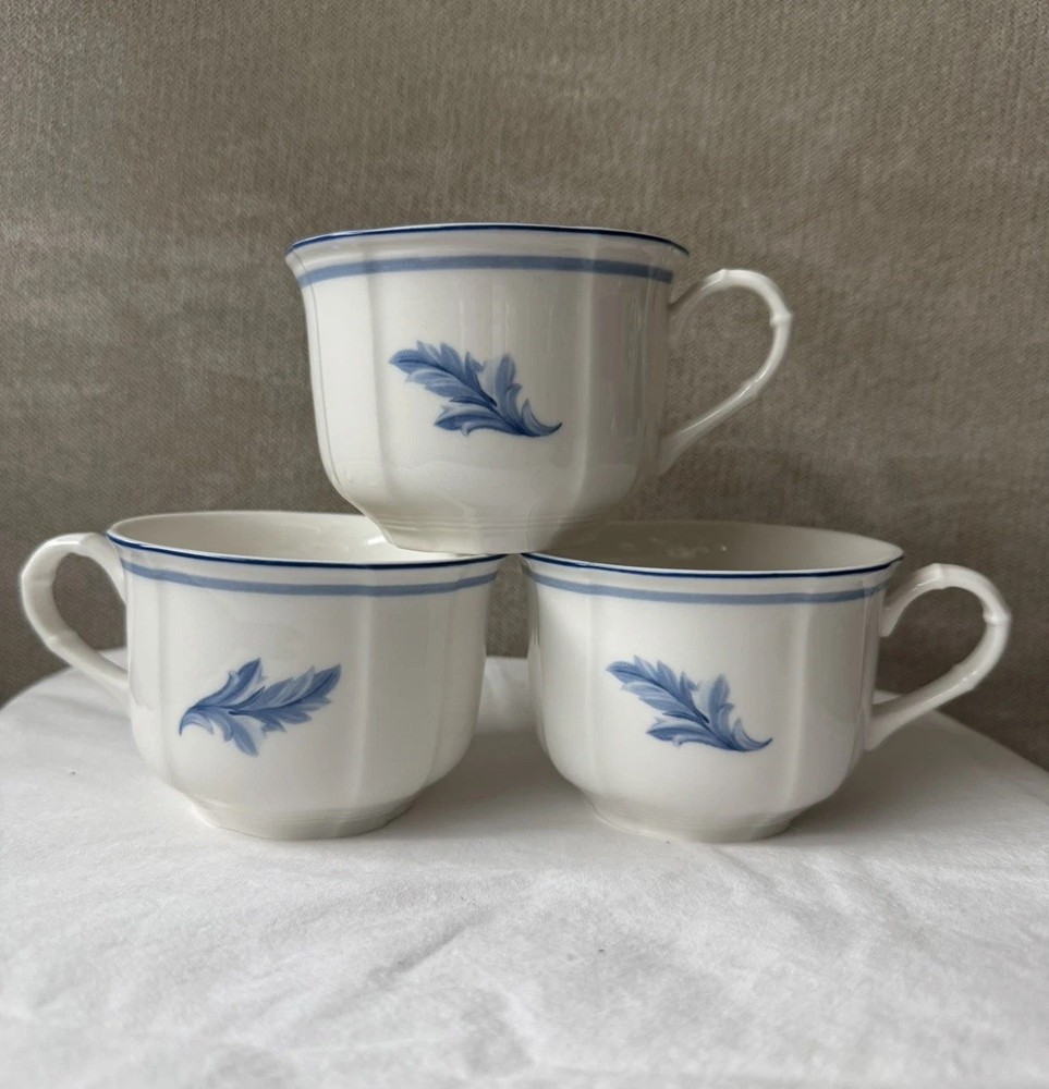 EUC Set of THREE Villeroy & Boch Casa Azul Tea Cup Coffee Mug, 1748 Luxembourg
