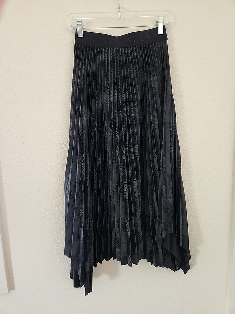 Womens All Saint Phia Snake Print Maxi Skirt Black Sz 2