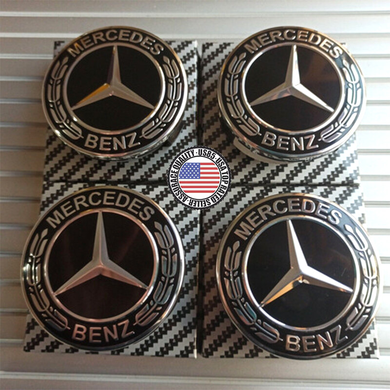 4 Pcs Black OEM Mercedes Benz Alloy Wheel Center Cover 75mm Badge Hub Emblem