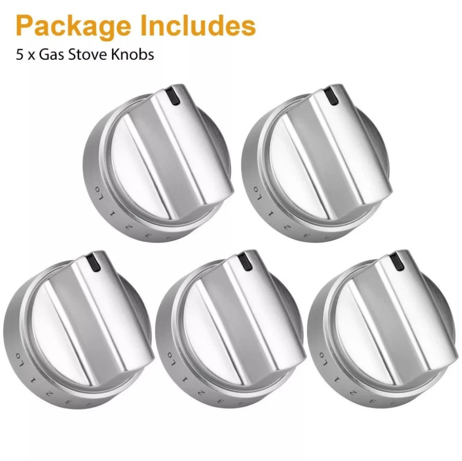 5 P Stainless Steel Look Control Knob Kits For GE Gas Range Stove WB03X24818*&