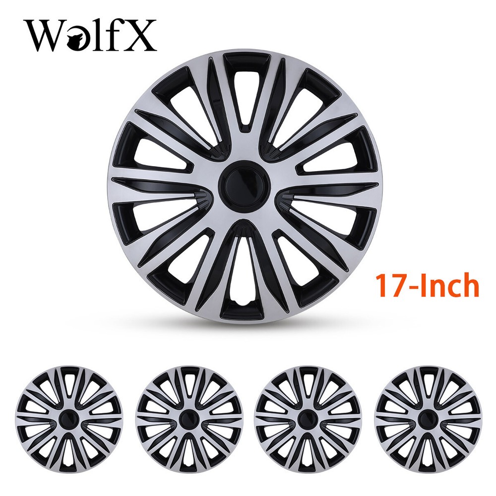 17-inch 4 Wheel Snap-On Hubcaps in Silver & Black for R17 Steel Rims