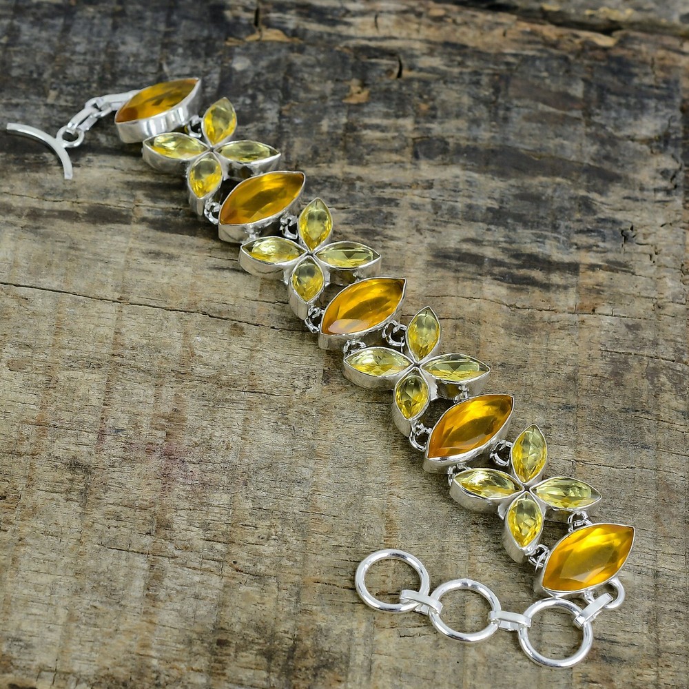 Marquise Citrine Sterling Silver Bracelet Perfect Christmas Gift Idea