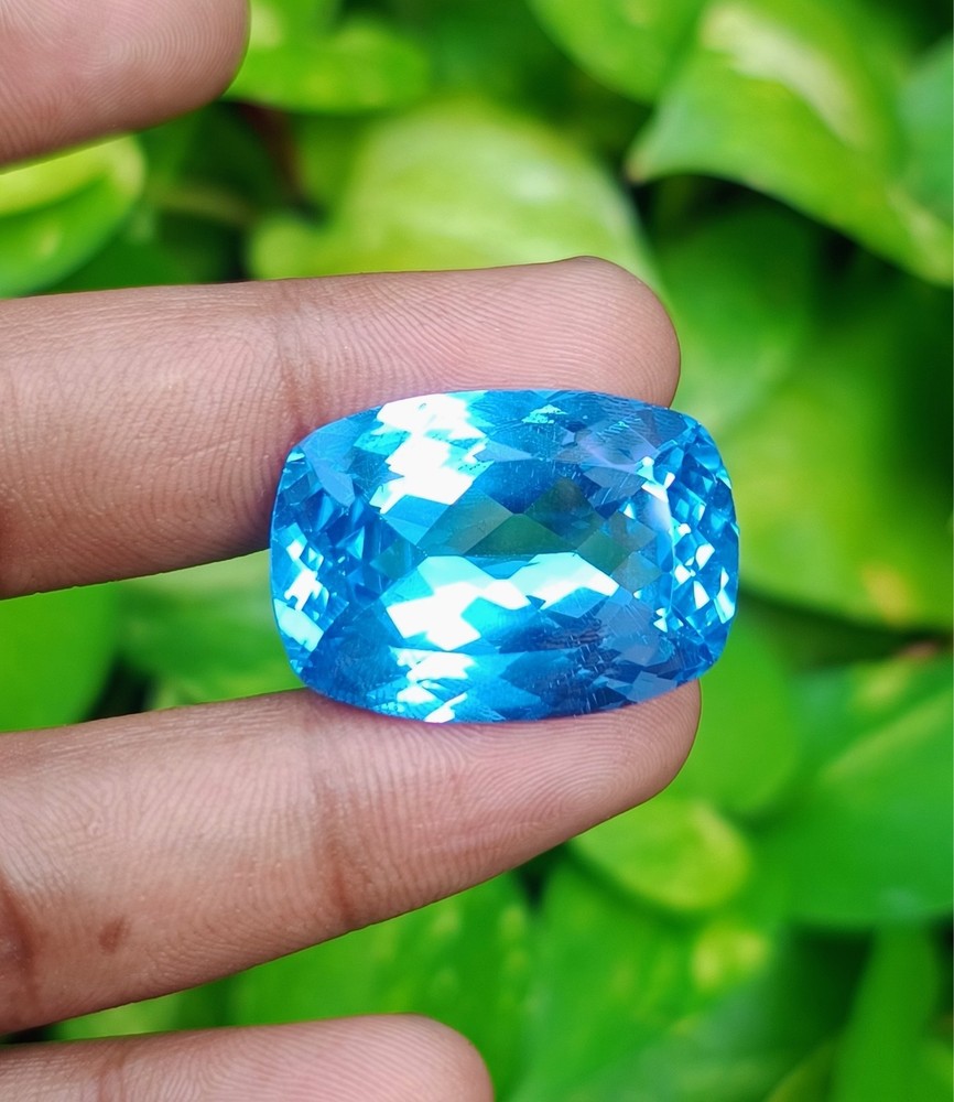 57 Ct Natural Blue Sapphire Cushion Cut Certified Gemstone Sri Lanka SEE VIDEO