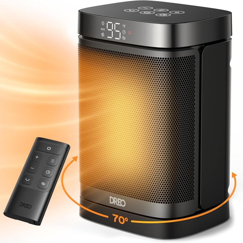 1500W Portable Electric Space Heater with Remote & Oscillation for Comfort