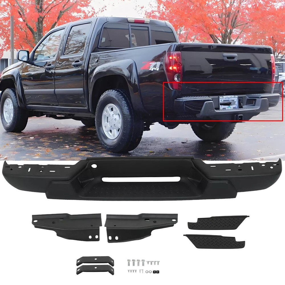 Black Rear Bumper For 2004-2006 2007 Chevy Colorado GMC Canyon Pickup Chrome