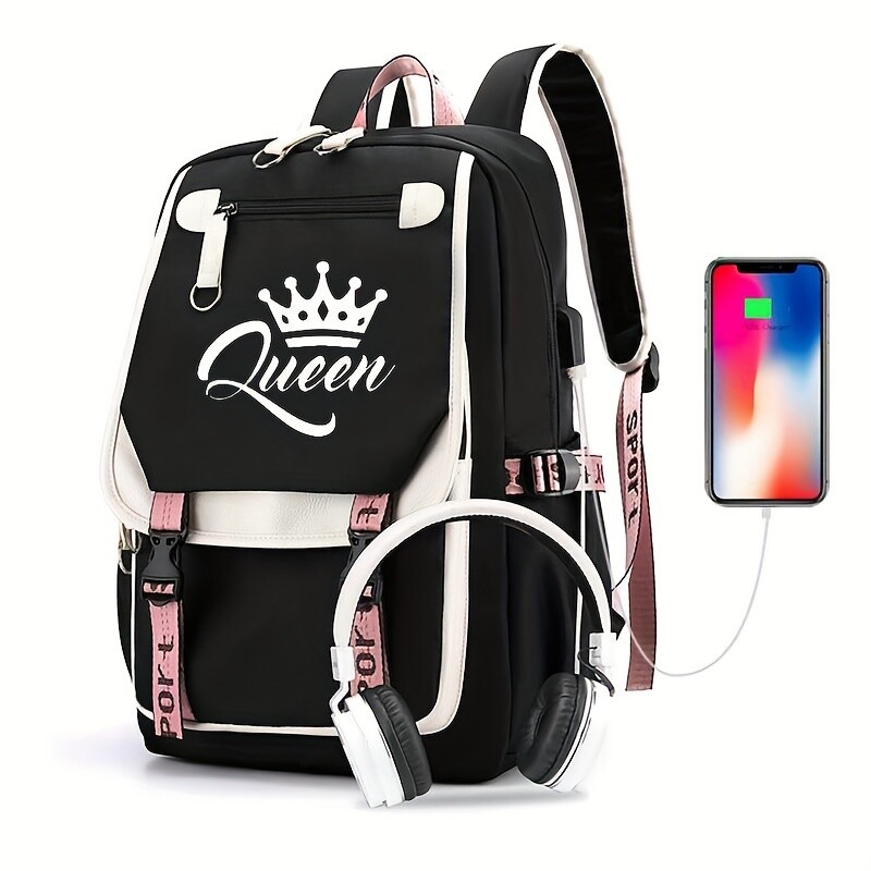 Large Capacity Queen Print Casual Backpack - Students School