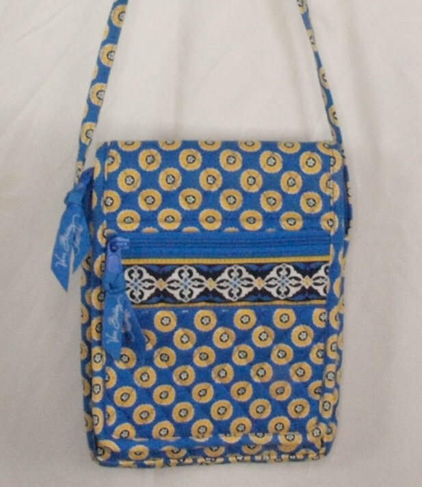 Vera Bradley Mini Crossbody Handbag with ID Window in Blue Print NWO