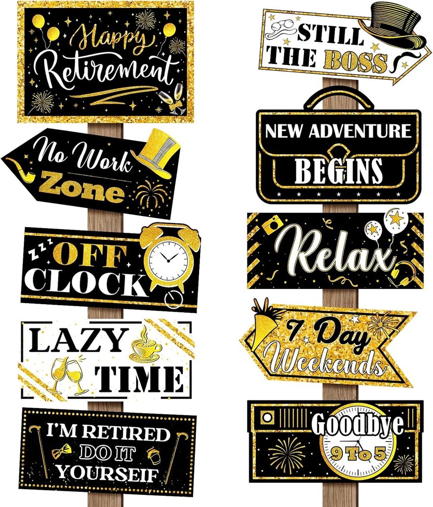 20-Piece Black & Gold Retirement Party Decor Set with Banner