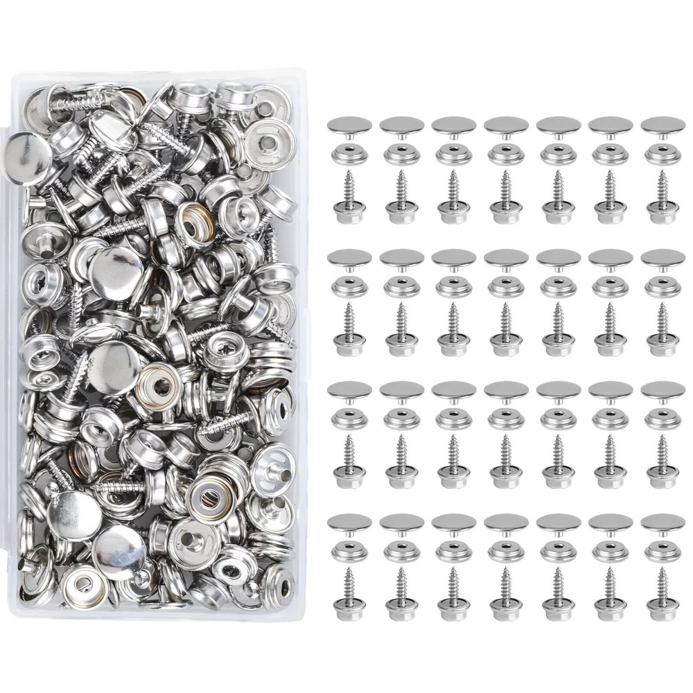 Brand New 50 Set Stainless Steel Canvas Snap Cover Button Socket Fastener Kit
