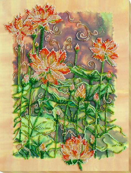 Bead embroidery kit Lotuses at sunset needlework kit Art canvas beadwork pattern