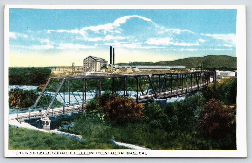 Vintage Spreckels Sugar Beet Refinery Postcard Salinas California USA