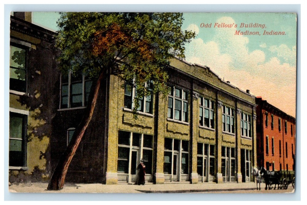 c1910's Odd Fellow's Building Madison Indiana IN Unposted Antique Postcard