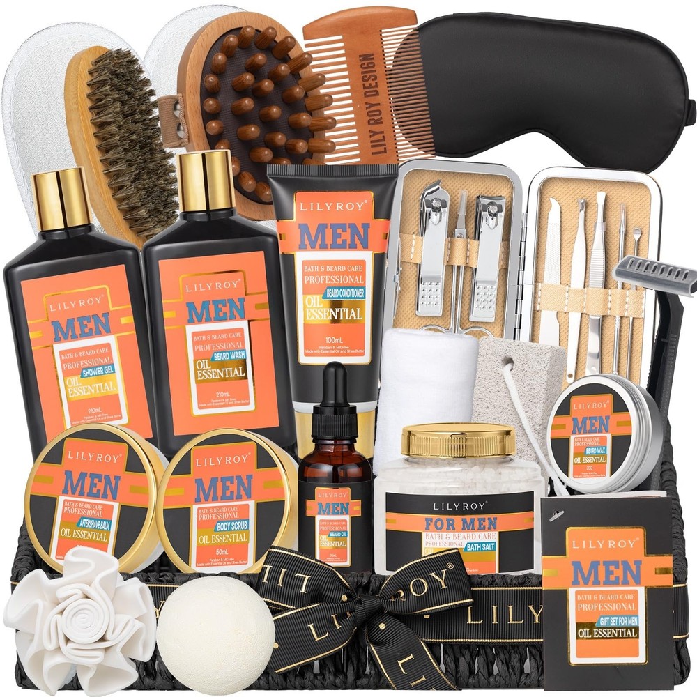 27Pcs Valentines Day Gifts Spa Gift Basket for Men - Bath and Body Gift Baske...-image