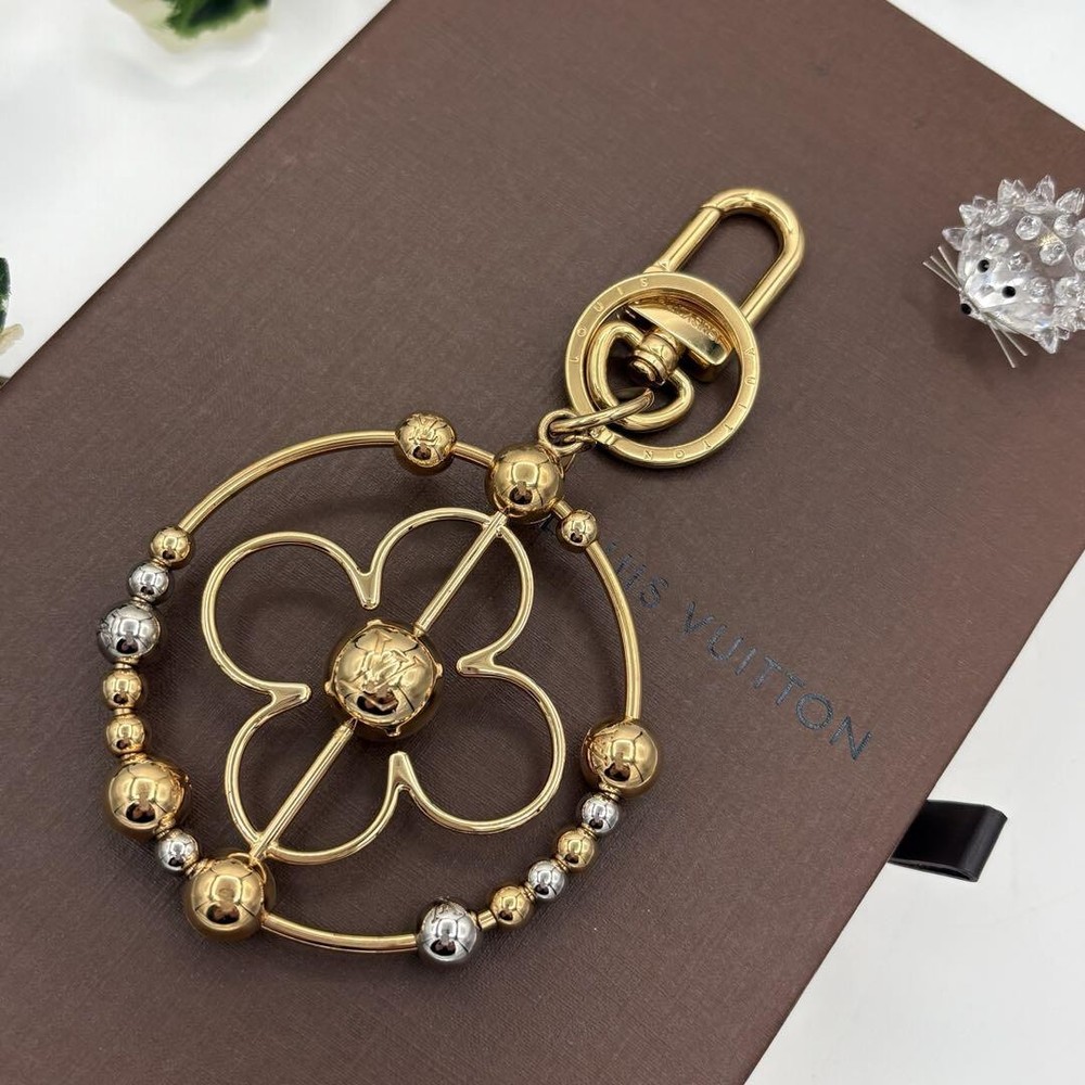 Louis Vuitton Monogram Flower Keychain with Pearly Accents
